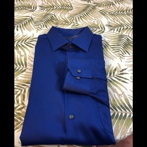 Jeffrey Beene fitted LS 17 1/2” button up Royal bl